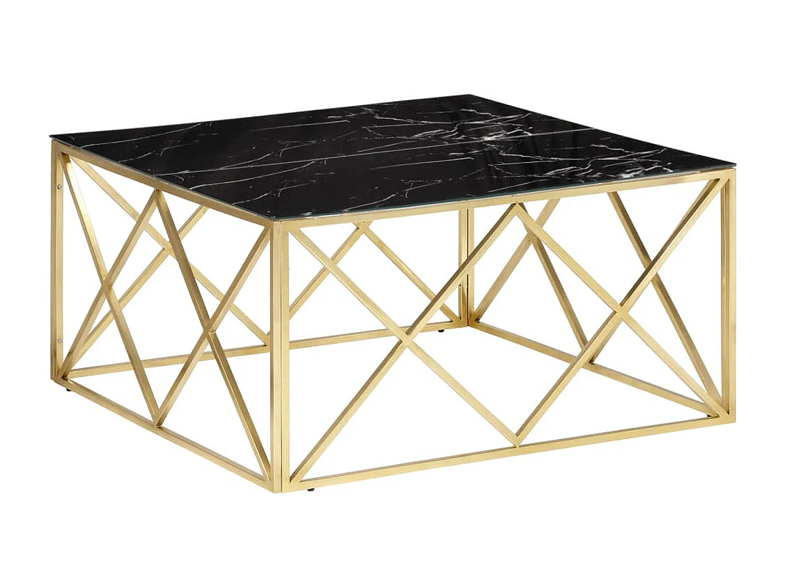 Table basse doré acier inoxydable et verre trempé