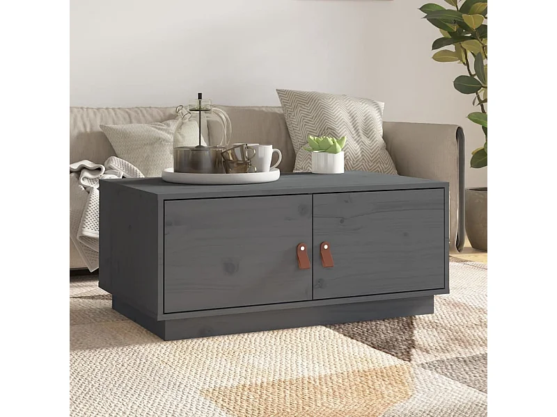 Mesa de centro 80x50x35 cm pinho maciço cinza