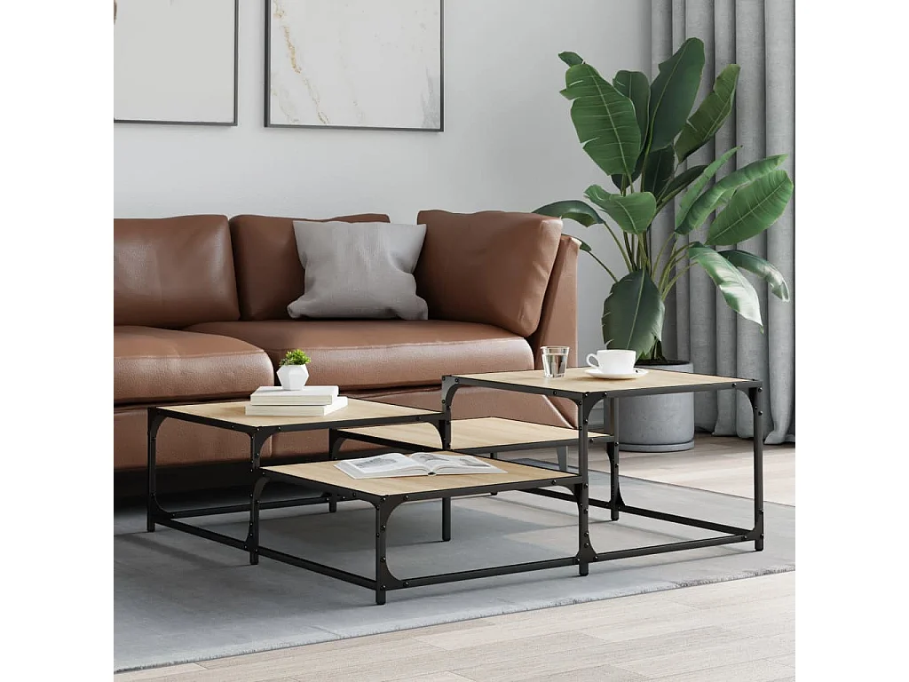 Table basse chêne sonoma 107x107x40 cm bois d'ingénierie