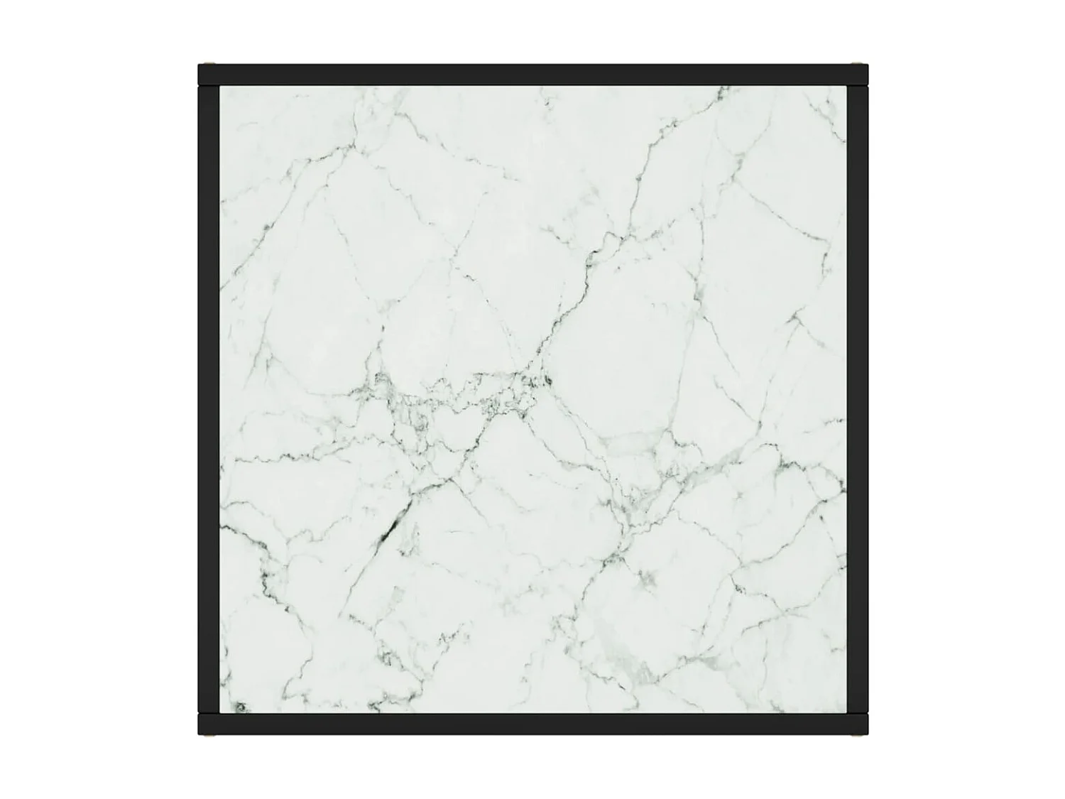 Table basse Noir avec verre marbre blanc 60x60x35 cm