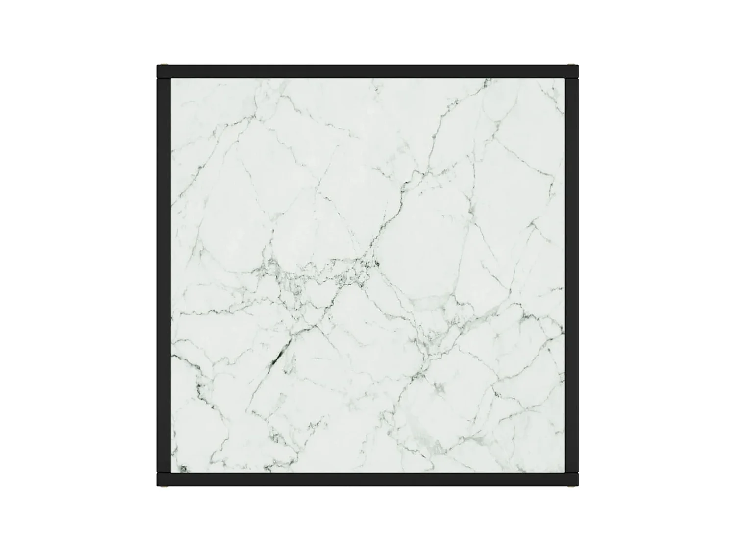 Table basse Noir avec verre marbre blanc 60x60x35 cm