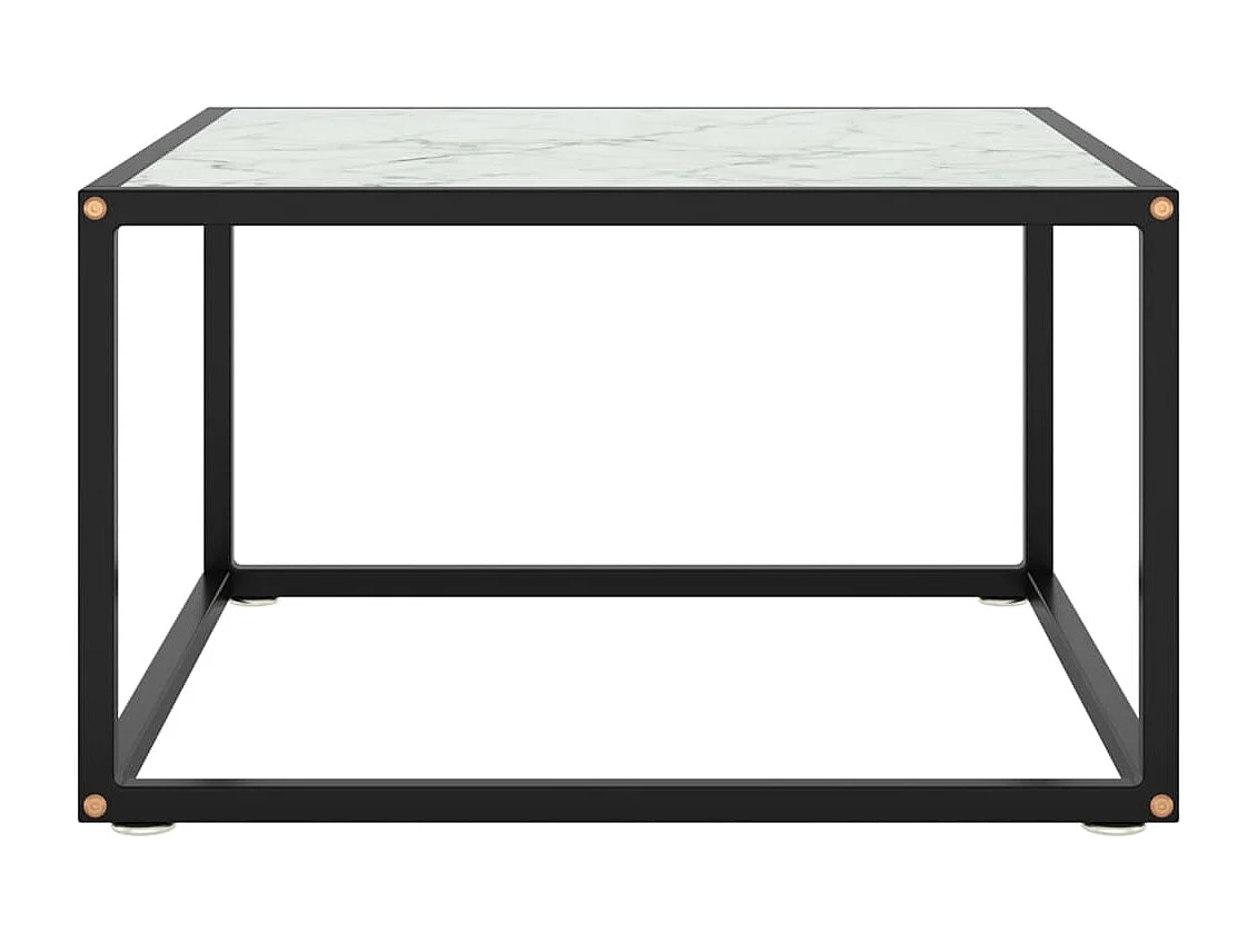 Table basse Noir avec verre marbre blanc 60x60x35 cm