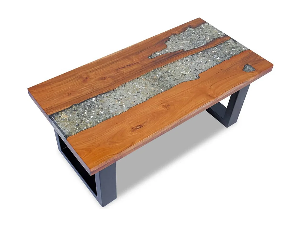 Mesa de centro teca y resina 100x50 cm