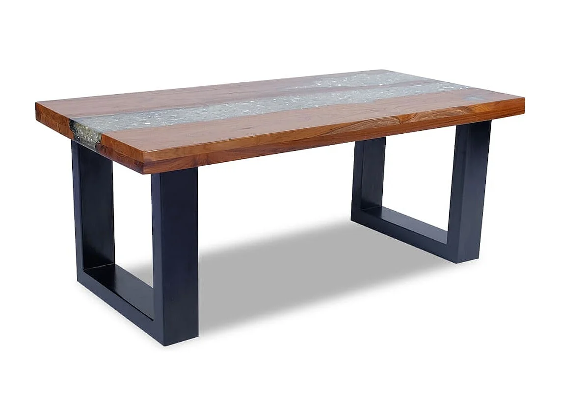 Mesa de centro teca y resina 100x50 cm