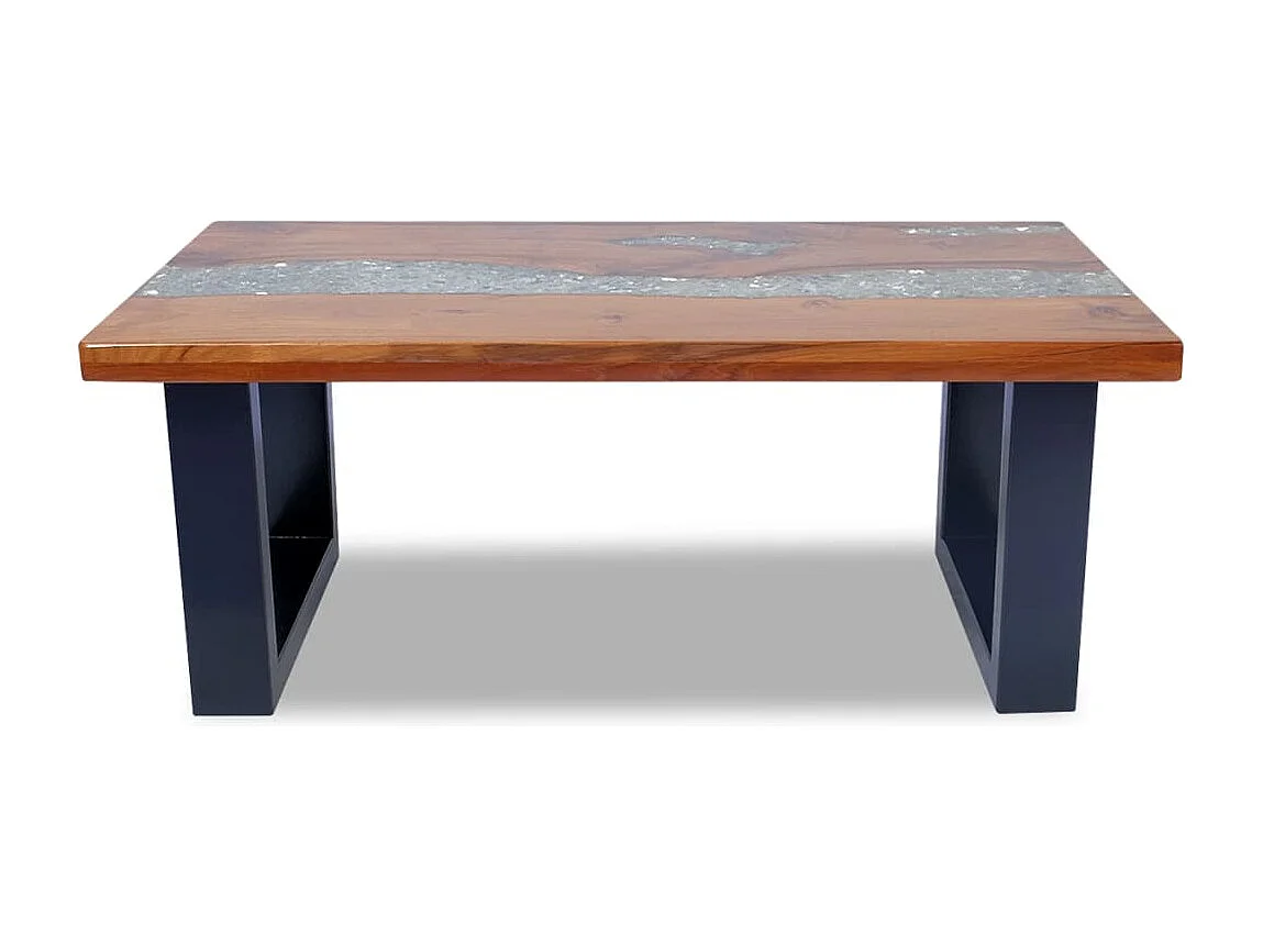 Mesa de centro teca y resina 100x50 cm