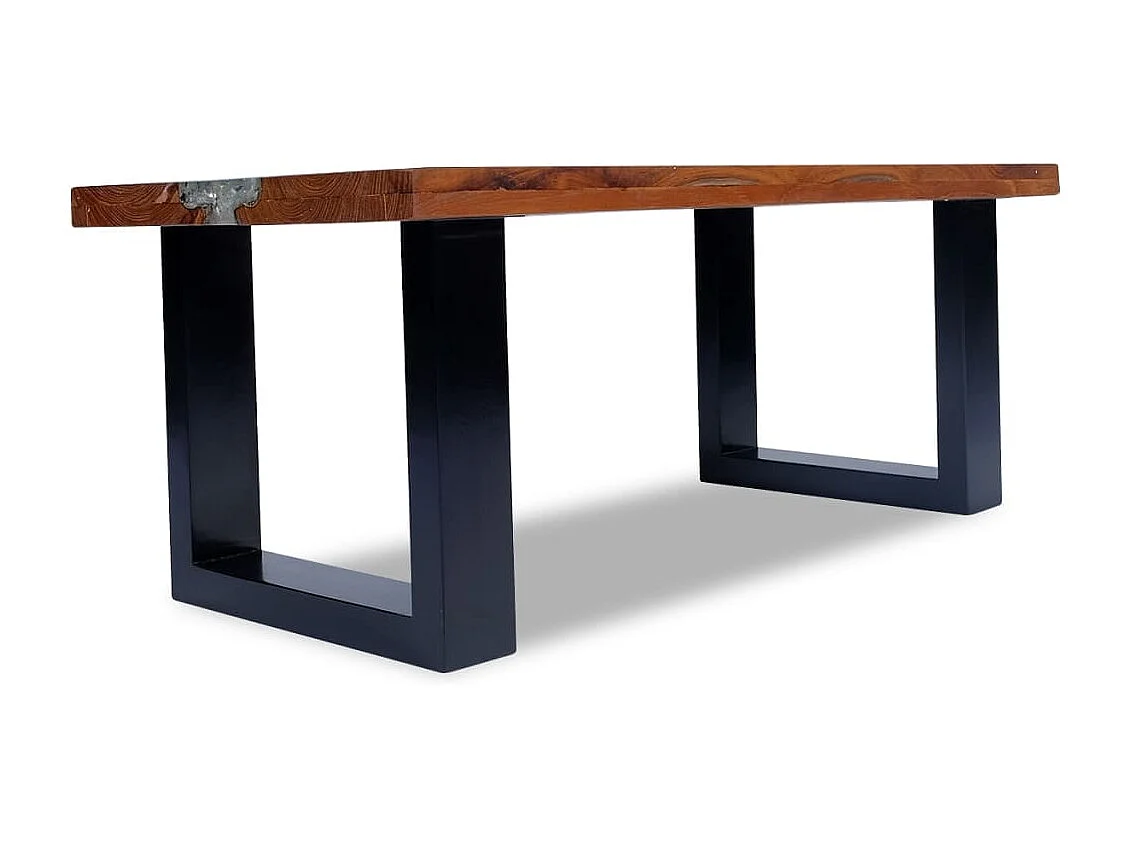 Mesa de centro teca y resina 100x50 cm