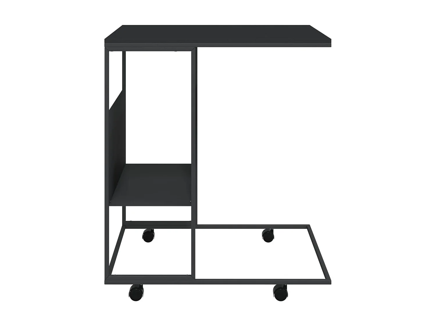 Table d'appoint avec roues Noir 55x36x63,5 cm Bois d'ingénierie