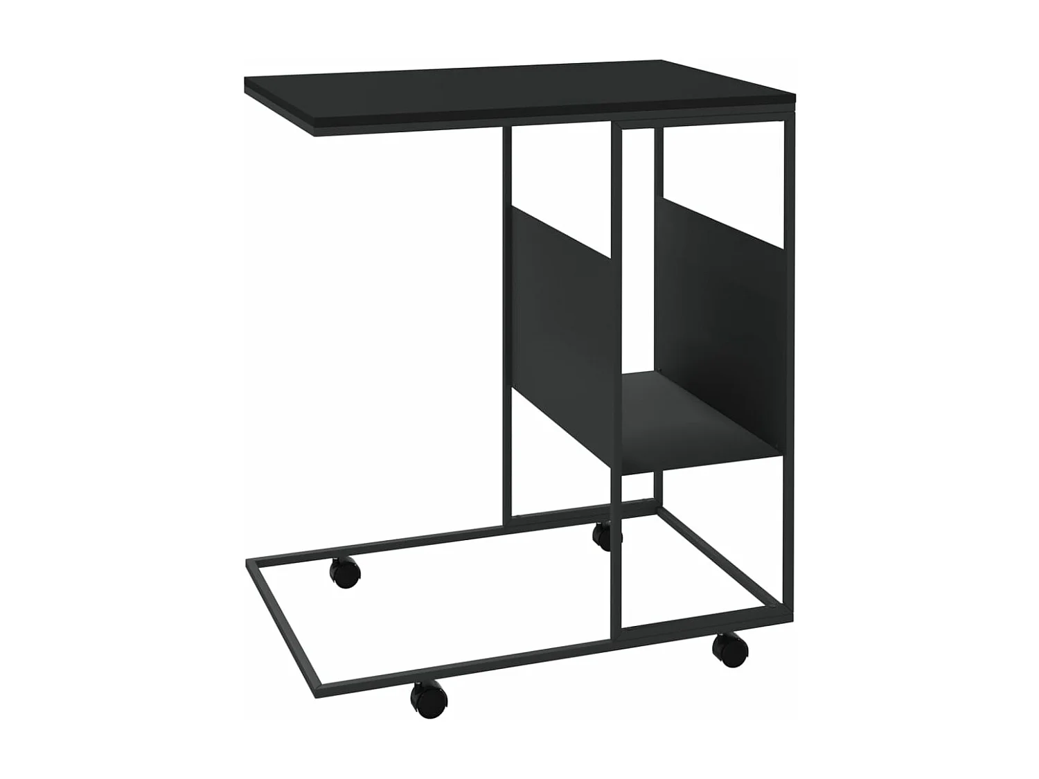 Table d'appoint avec roues Noir 55x36x63,5 cm Bois d'ingénierie