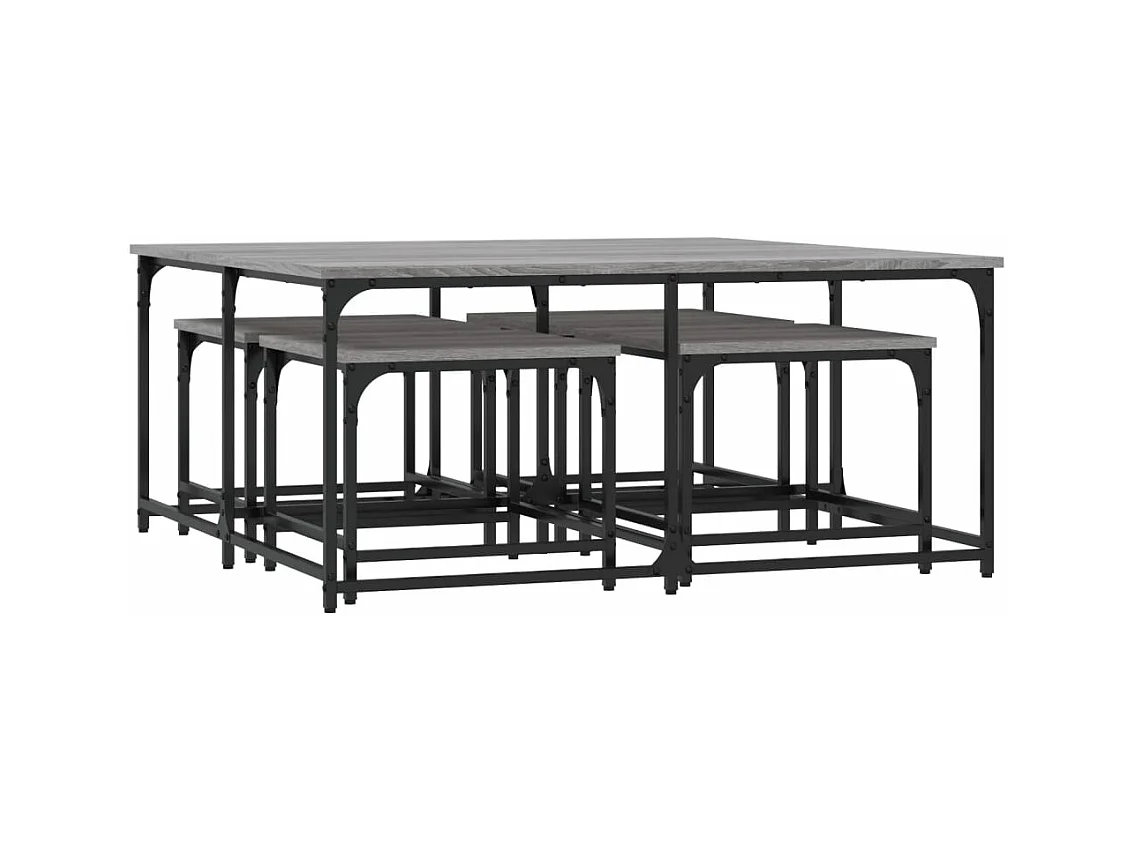 Tables basses gigognes 5 pièces sonoma gris bois d'ingénierie