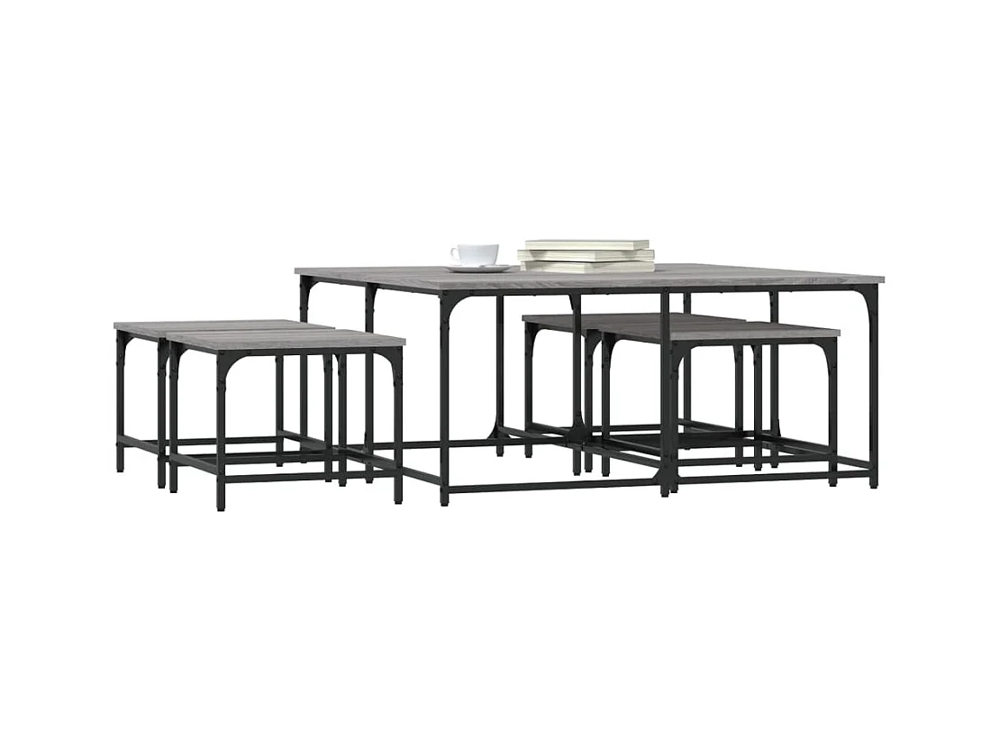 Tables basses gigognes 5 pièces sonoma gris bois d'ingénierie