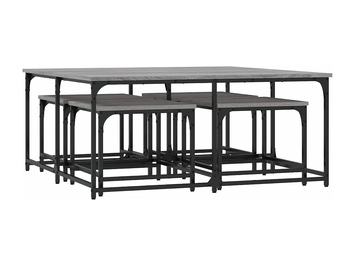 Tables basses gigognes 5 pièces sonoma gris bois d'ingénierie