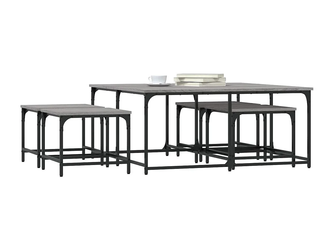 Tables basses gigognes 5 pièces sonoma gris bois d'ingénierie