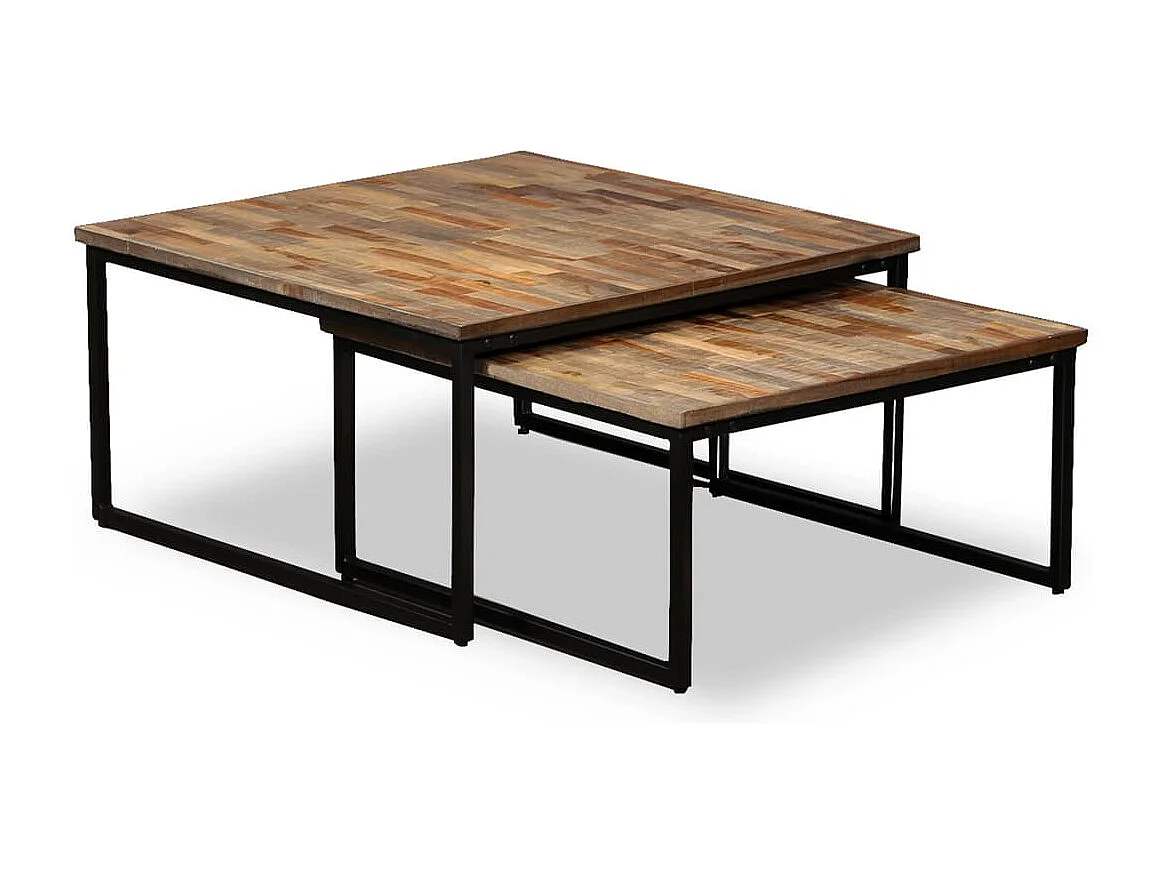 Table basse gigogne 2 pièces Teck massif de récupération