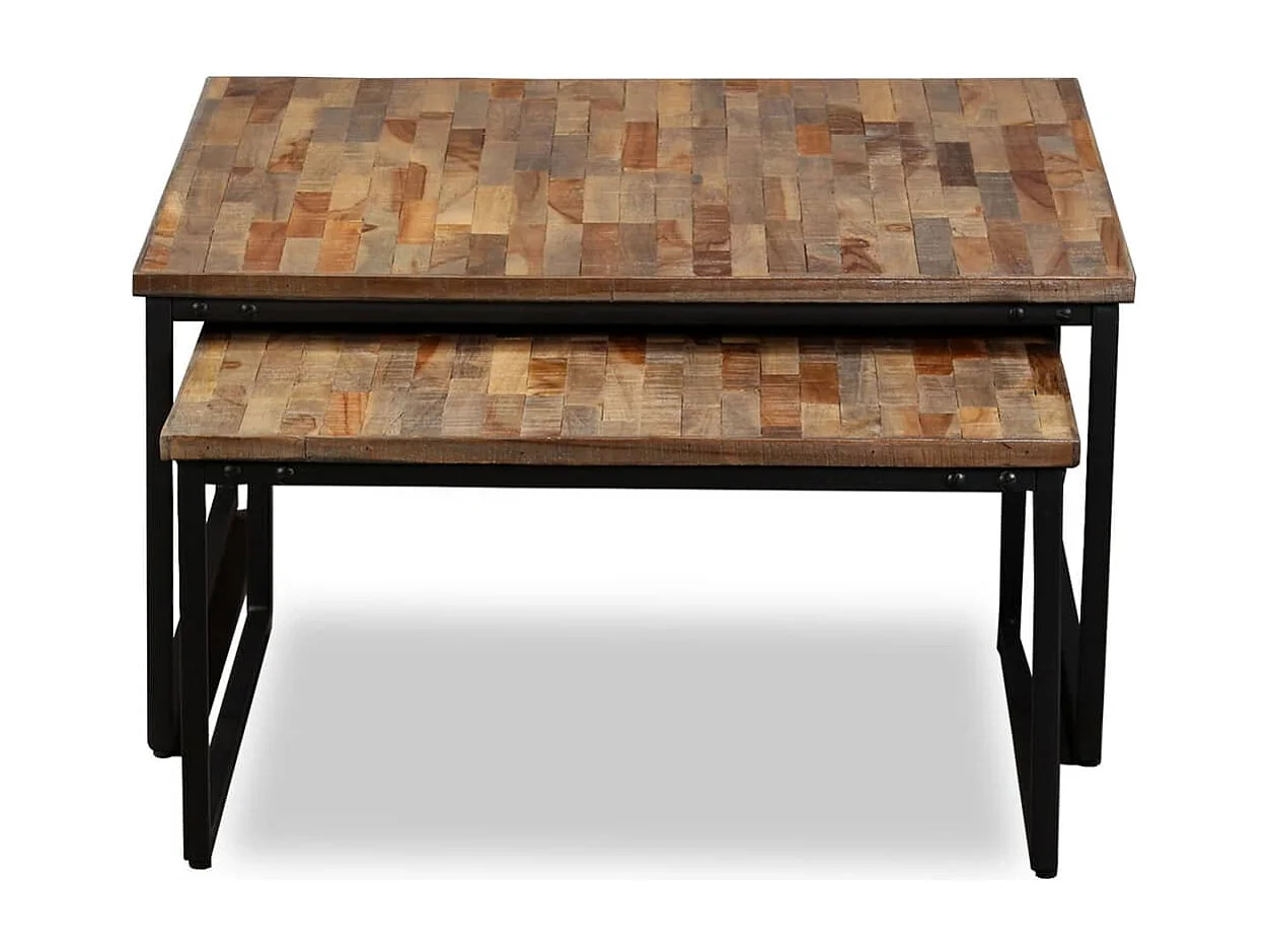 Table basse gigogne 2 pièces Teck massif de récupération