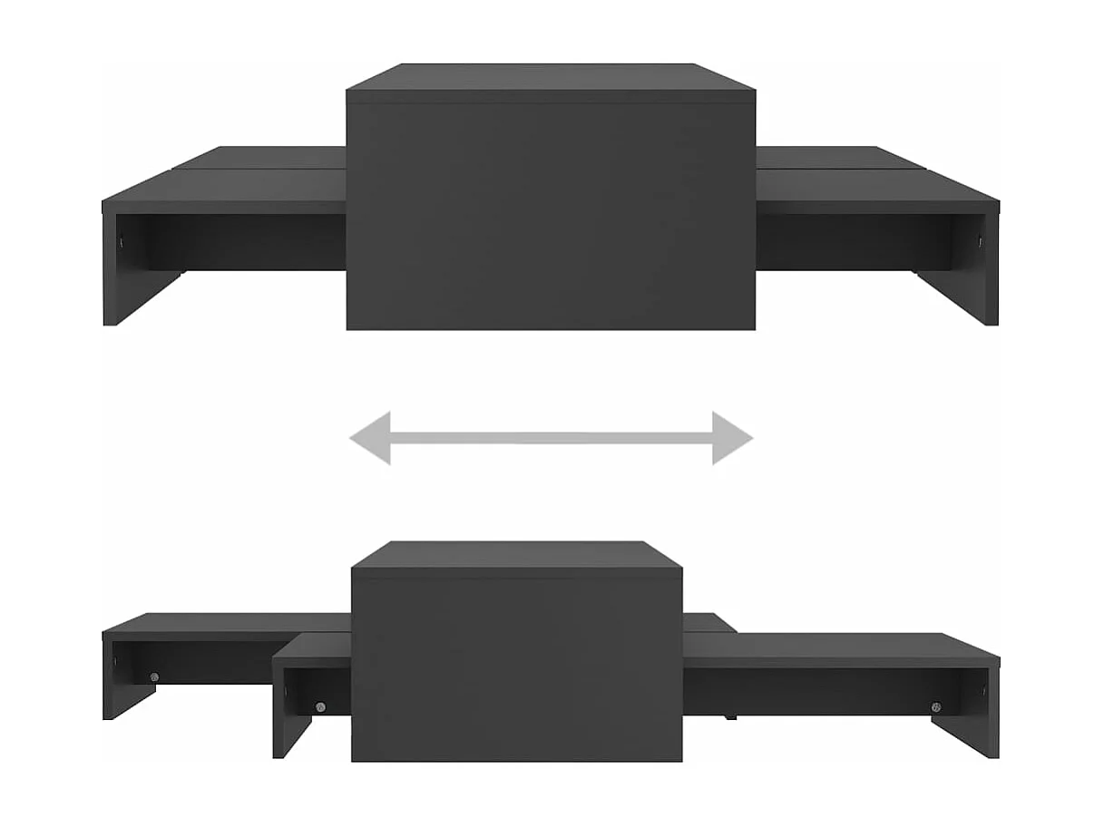 Mesa de centro apilable contrachapada gris 100x100x26,5 cm