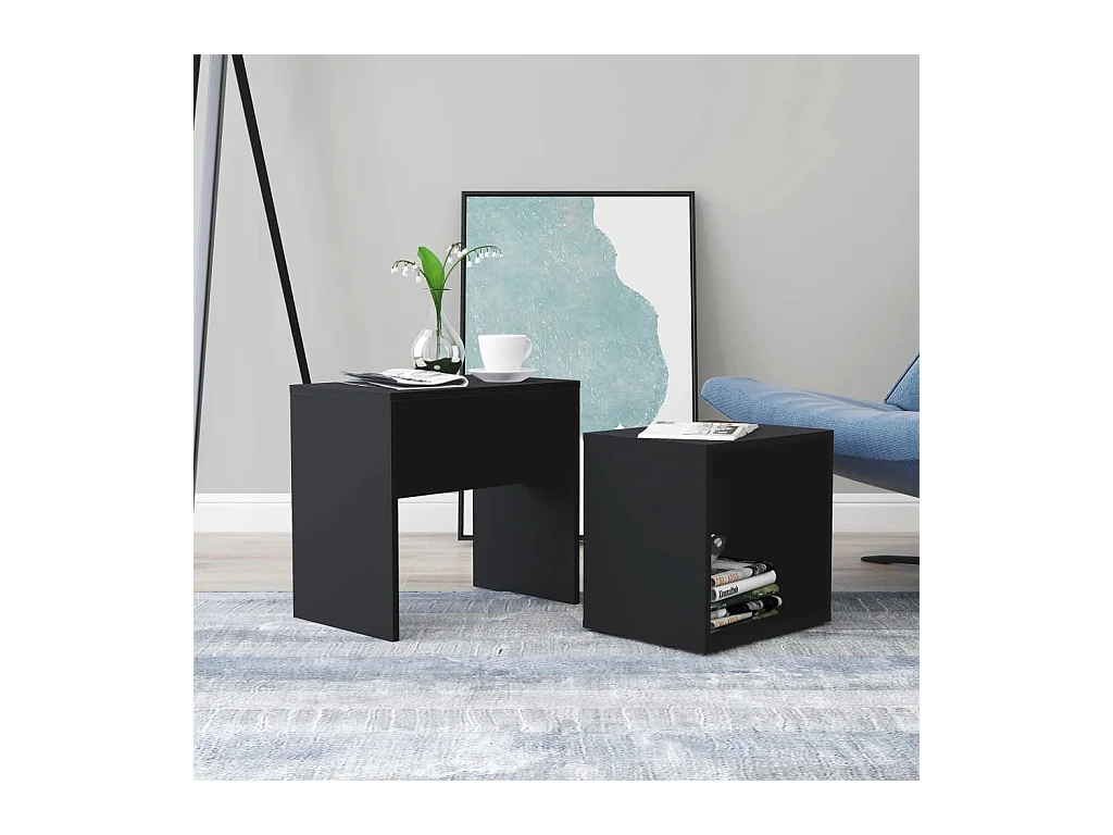 Ensemble de tables basses Noir 48x30x45 cm Aggloméré