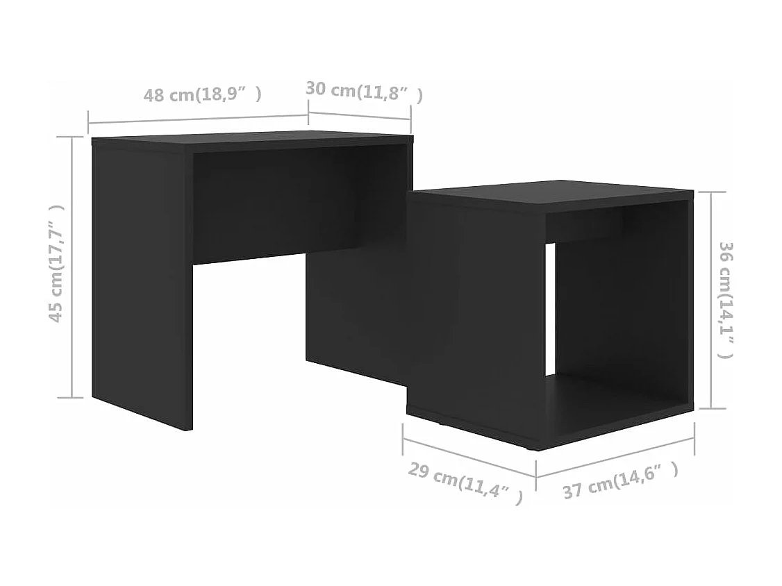 Ensemble de tables basses Noir 48x30x45 cm Aggloméré