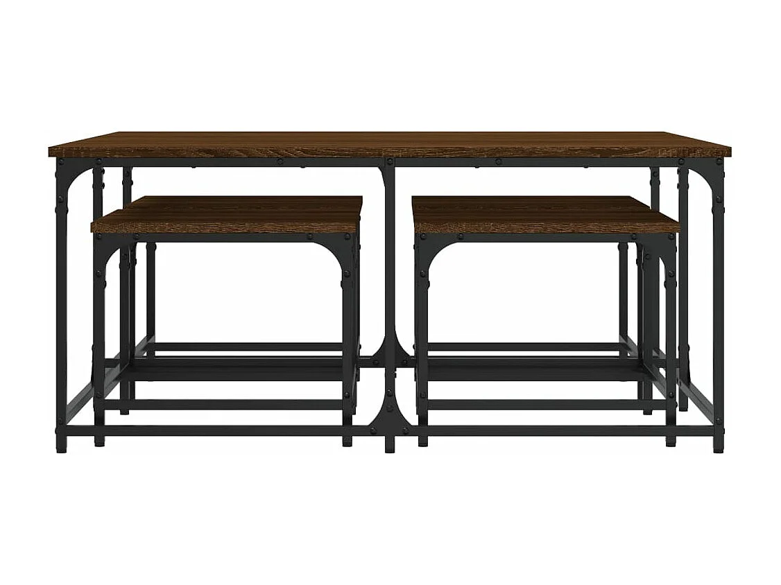 5-delige Tafeltjesset bewerkt hout bruin eikenkleur