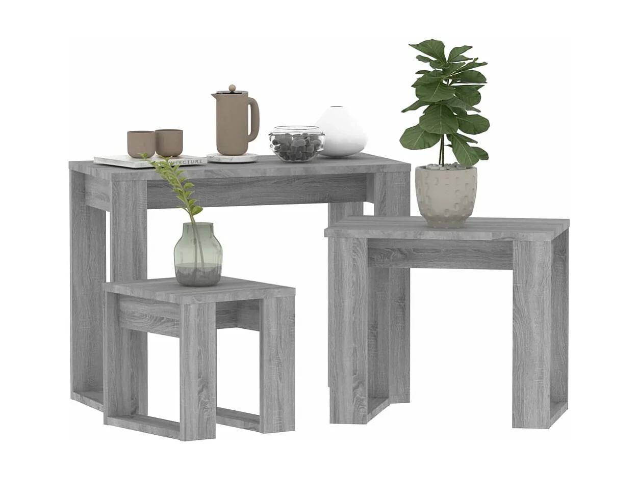 Tables gigognes 3 pièces Sonoma gris Bois d'ingénierie