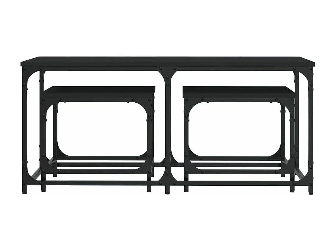 Tables basses gigognes 3 pièces noir bois d'ingénierie