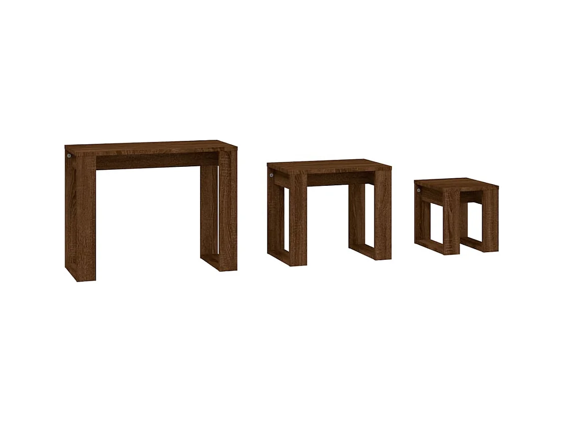Tables gigognes 3 pièces Chêne marron Bois d'ingénierie