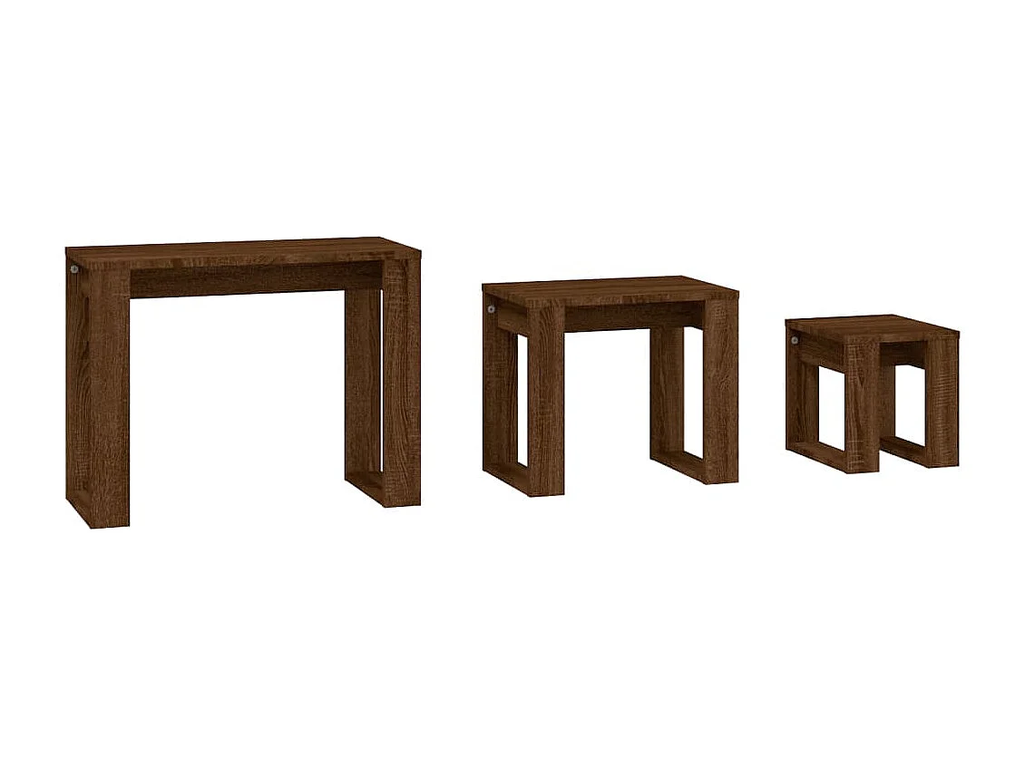 Tables gigognes 3 pièces Chêne marron Bois d'ingénierie
