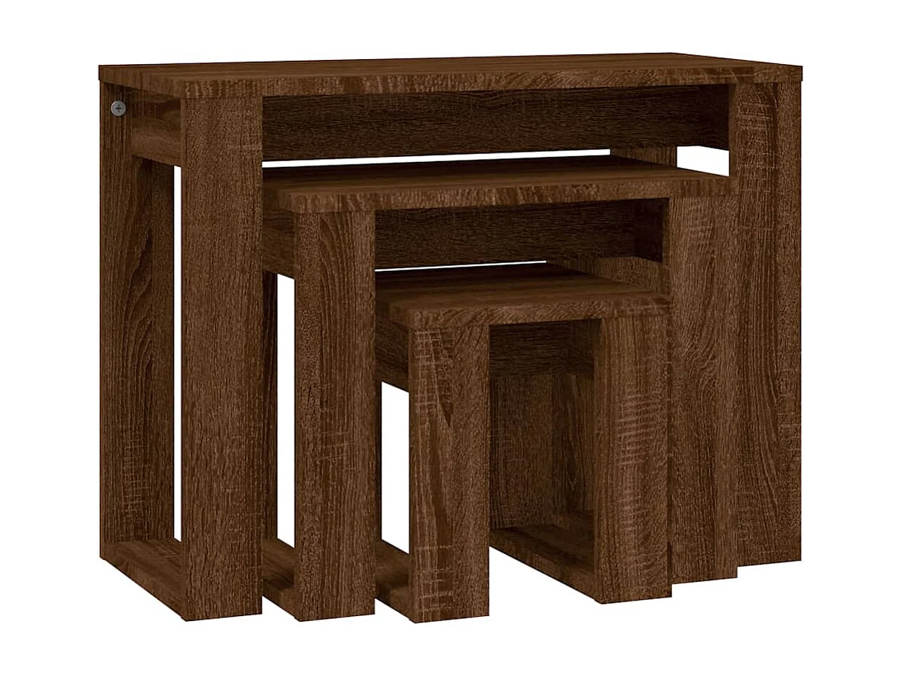 Tables gigognes 3 pièces Chêne marron Bois d'ingénierie