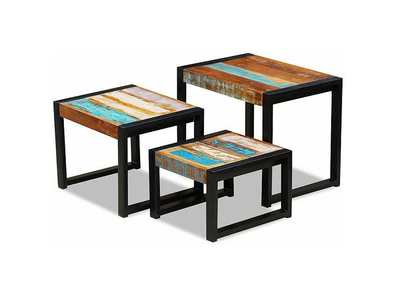 Tables gigognes 3 pièces Bois de récupération massif