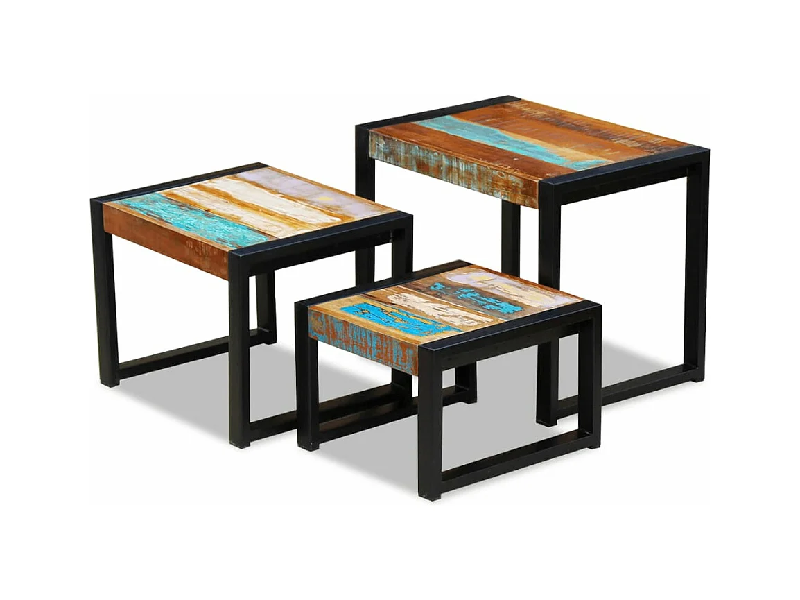 Tables gigognes 3 pièces Bois de récupération massif