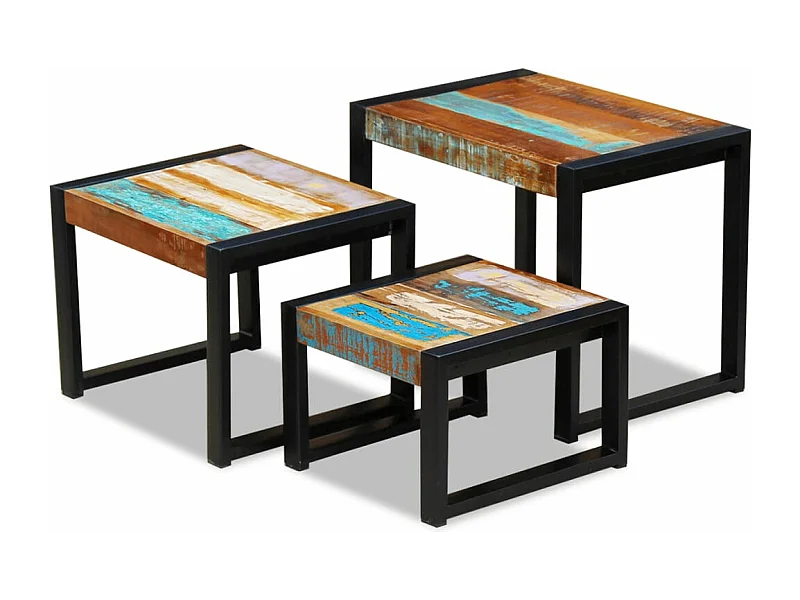 3-delige Tafeltjesset massief gerecycled hout