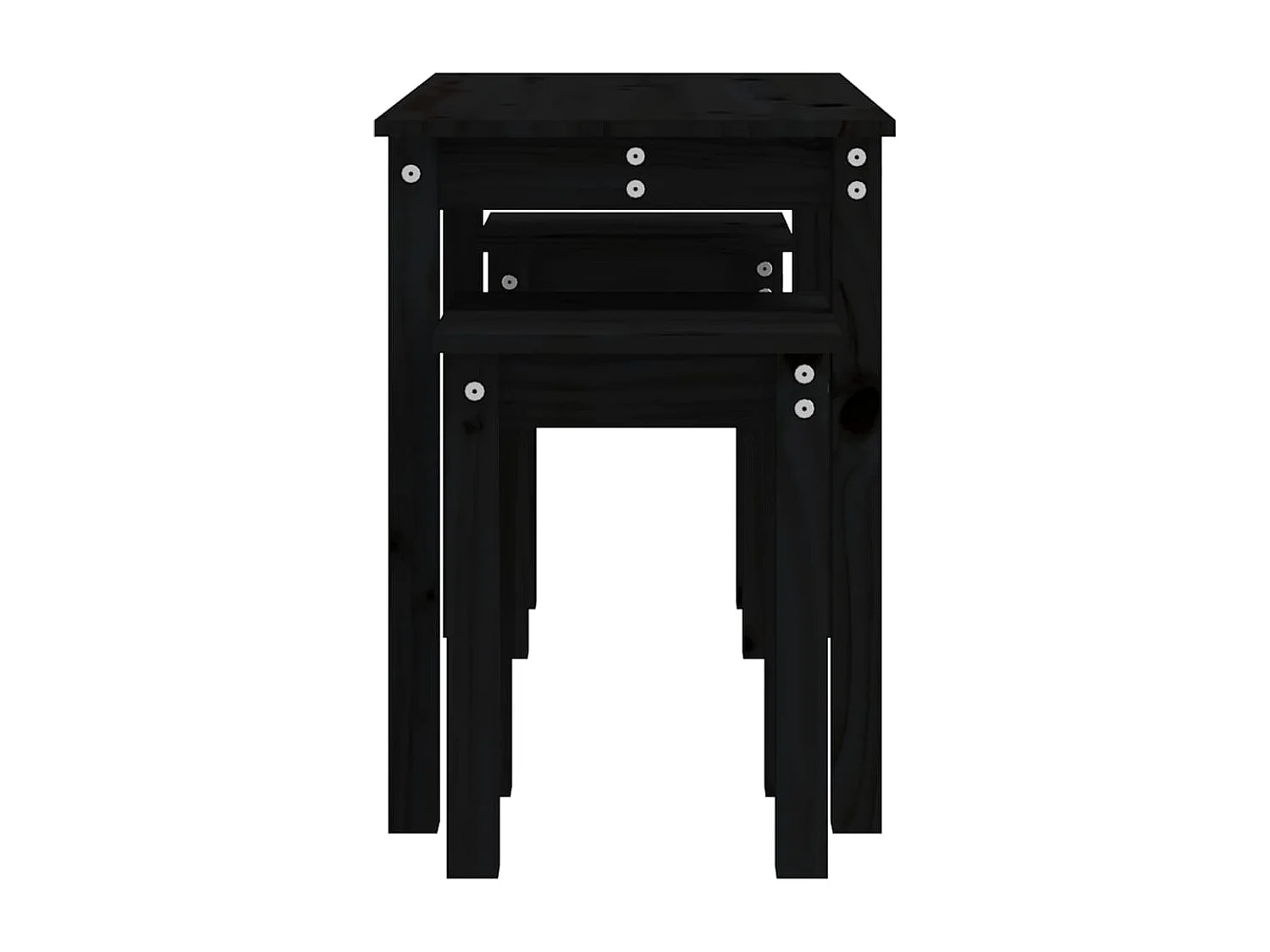 Mesas apilables 3 piezas madera maciza de pino negro
