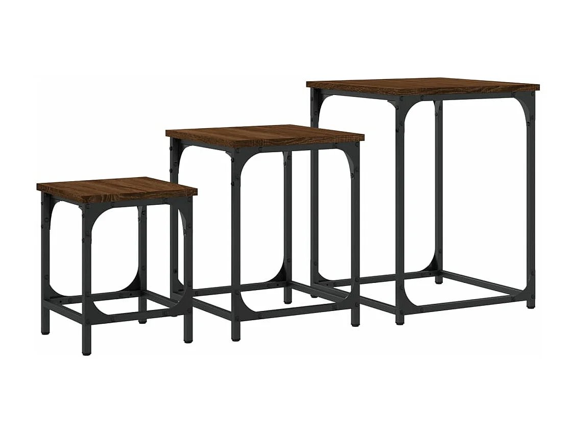 Tables basses gigognes 3 pièces chêne marron bois d'ingénierie