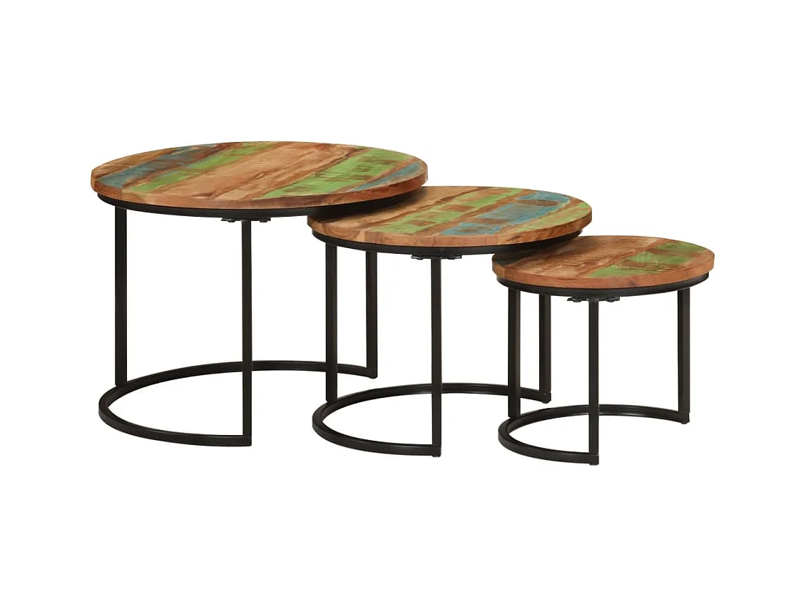 Tables gigognes 3 pièces bois massif de récupération