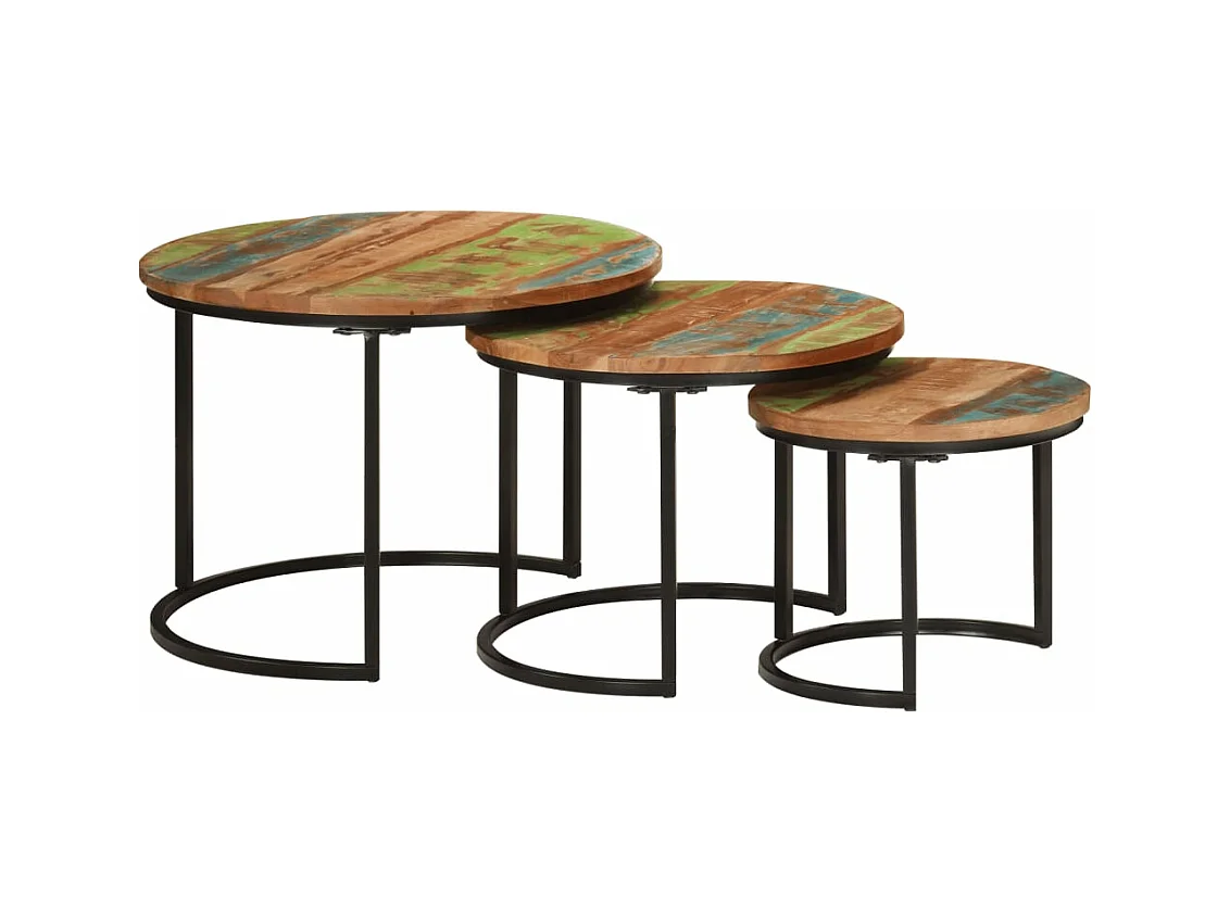 Tables gigognes 3 pièces bois massif de récupération