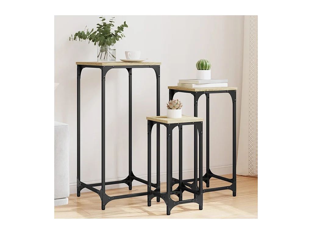 Tables d’appoint gigognes 3 pièces chêne sonoma bois d'ingénierie