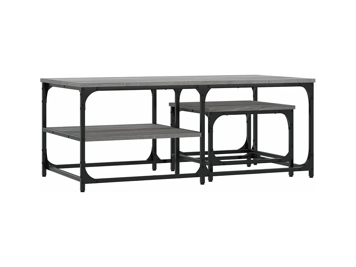 Tables basses gigognes 2 pièces sonoma gris bois d'ingénierie