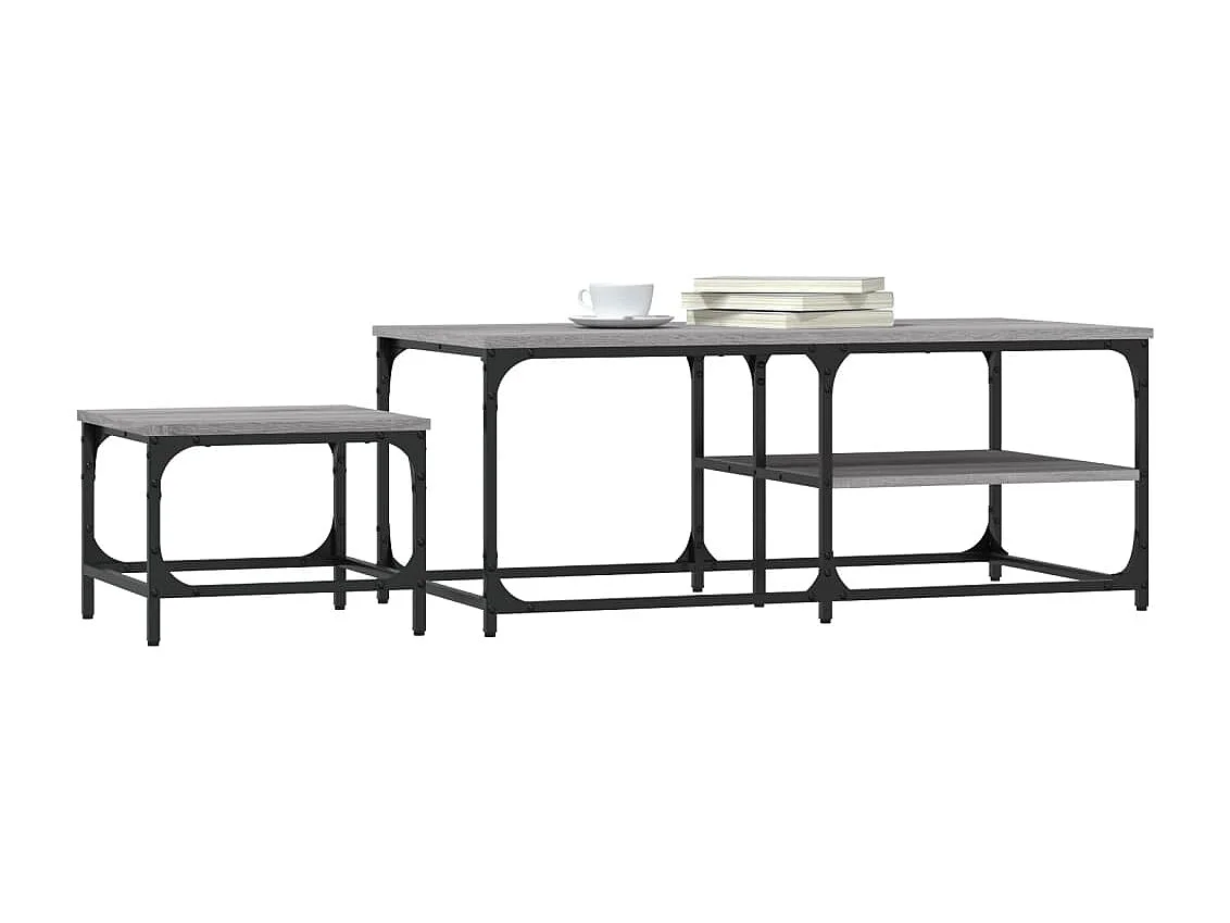 Tables basses gigognes 2 pièces sonoma gris bois d'ingénierie