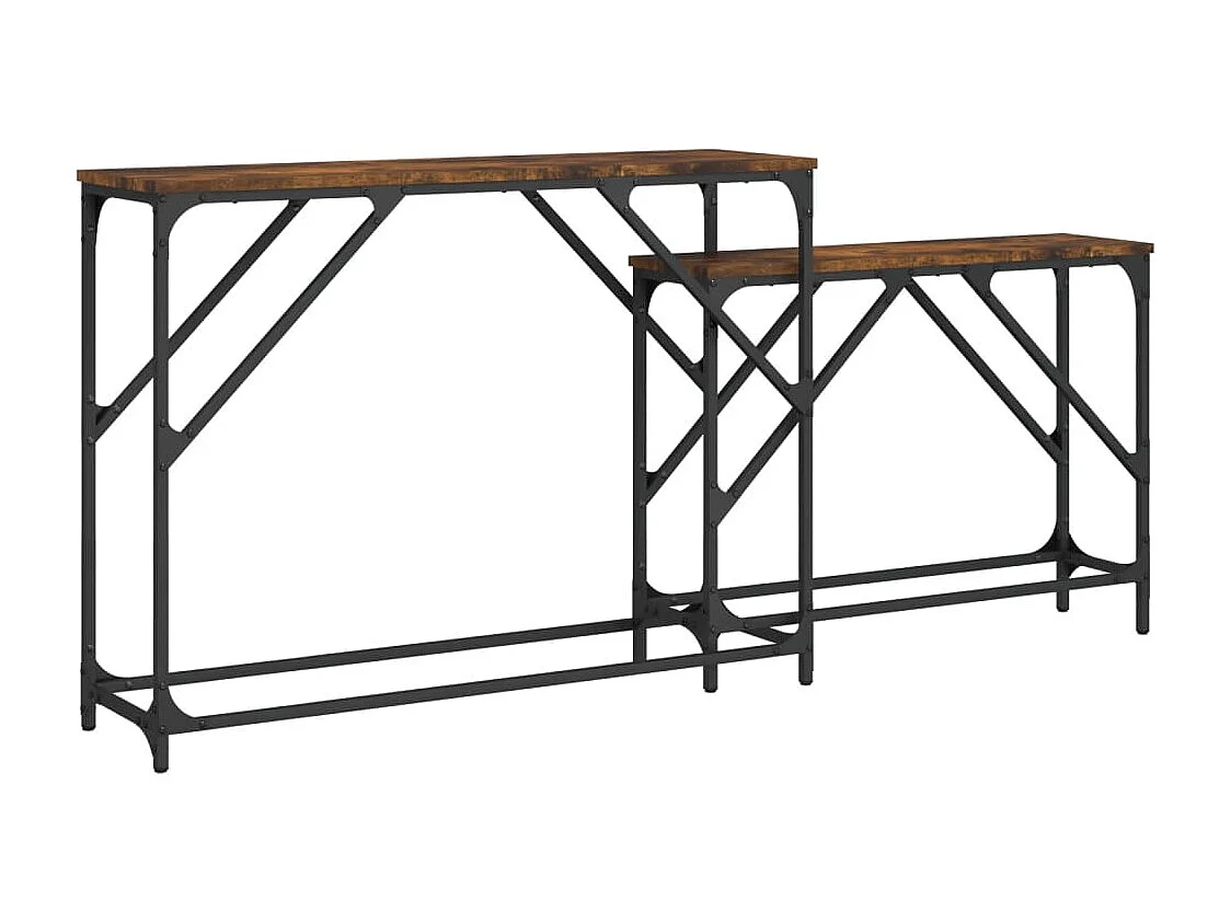Tables console gigognes 2 pièces chêne fumé bois d'ingénierie