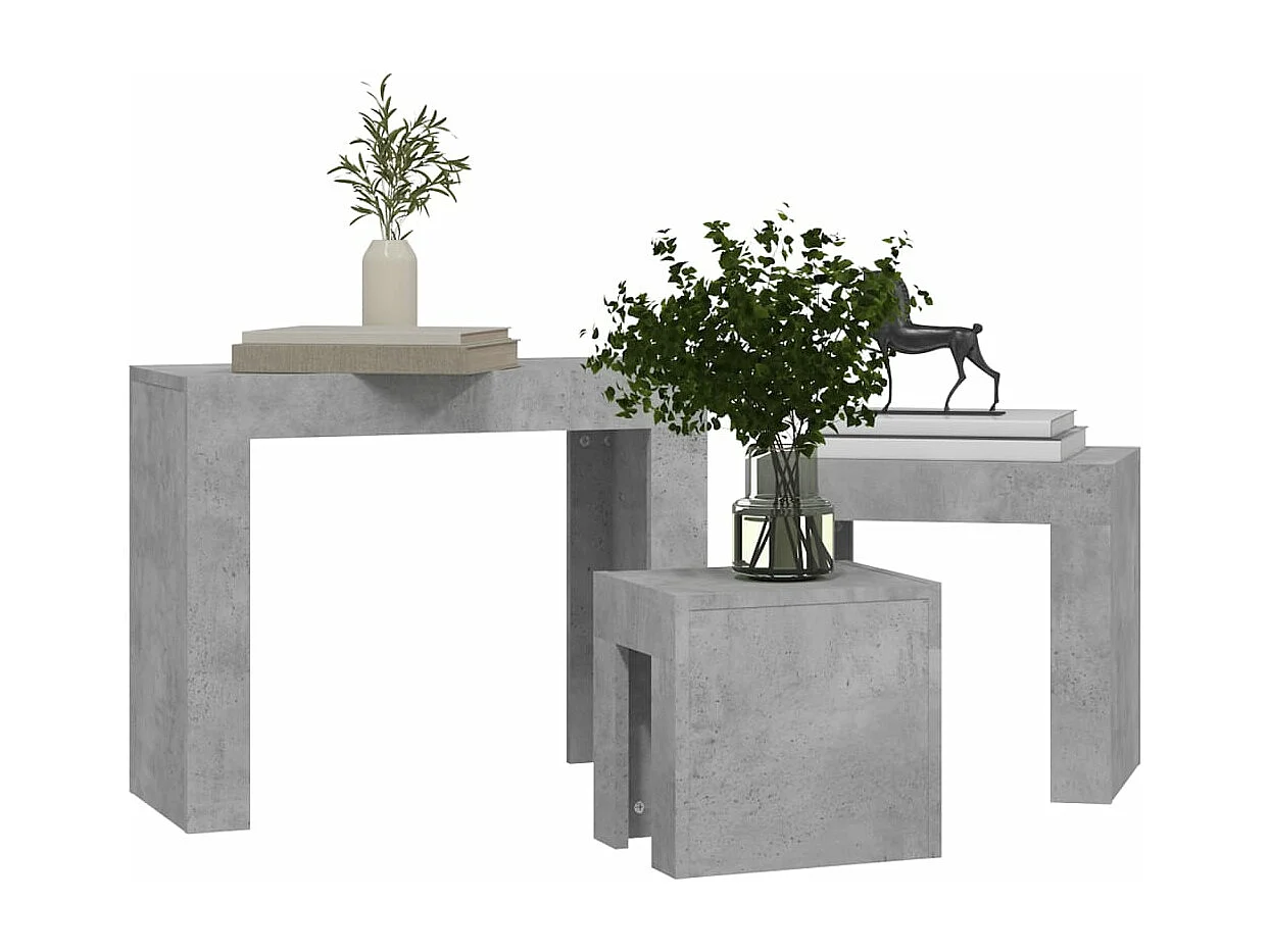 Tables basses gigognes 3 pièces Gris béton Aggloméré