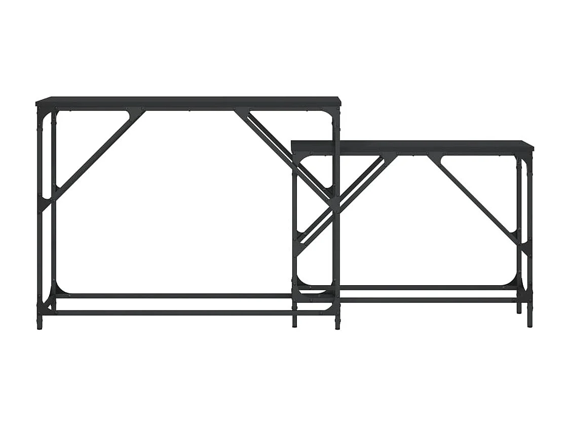 Tables console gigognes 2 pièces noir bois d'ingénierie