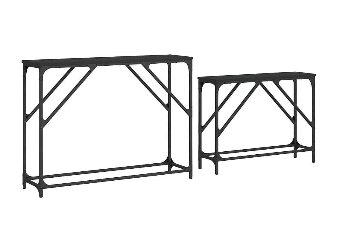 Tables console gigognes 2 pièces noir bois d'ingénierie