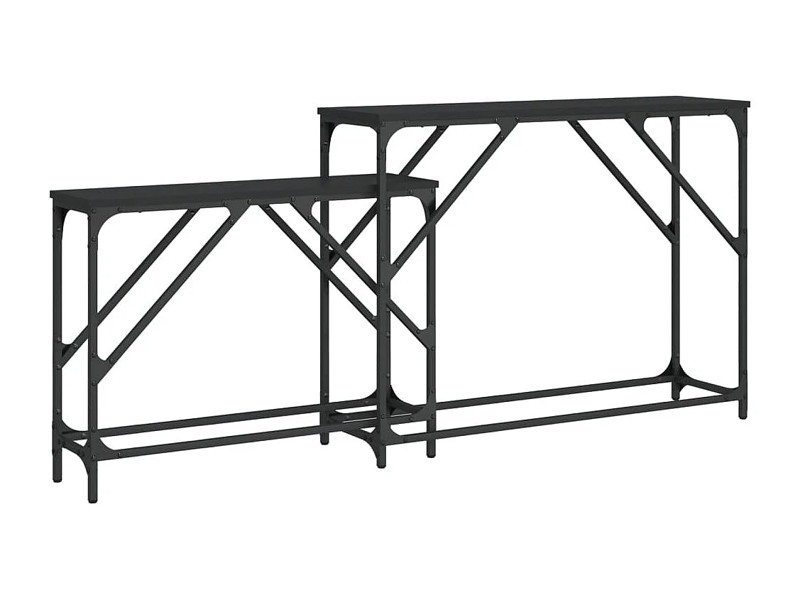 Tables console gigognes 2 pièces noir bois d'ingénierie