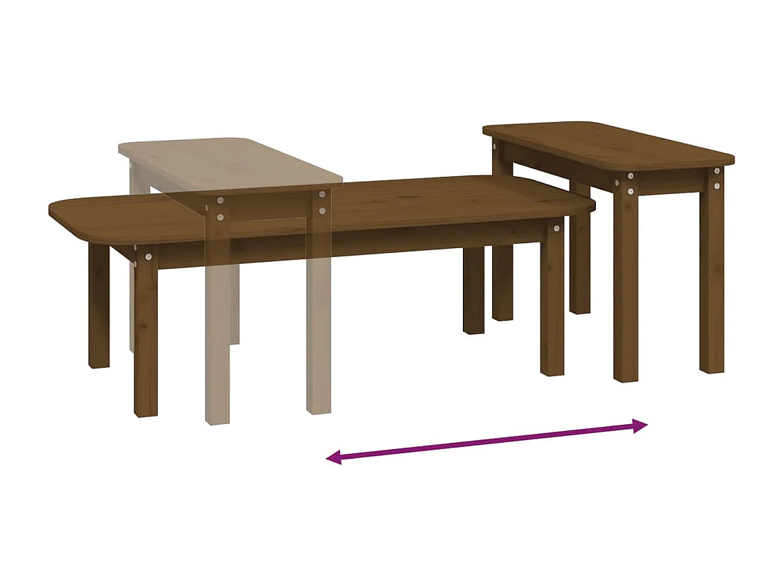 Ensemble de tables basses 2 pièces Marron miel Bois massif de pin