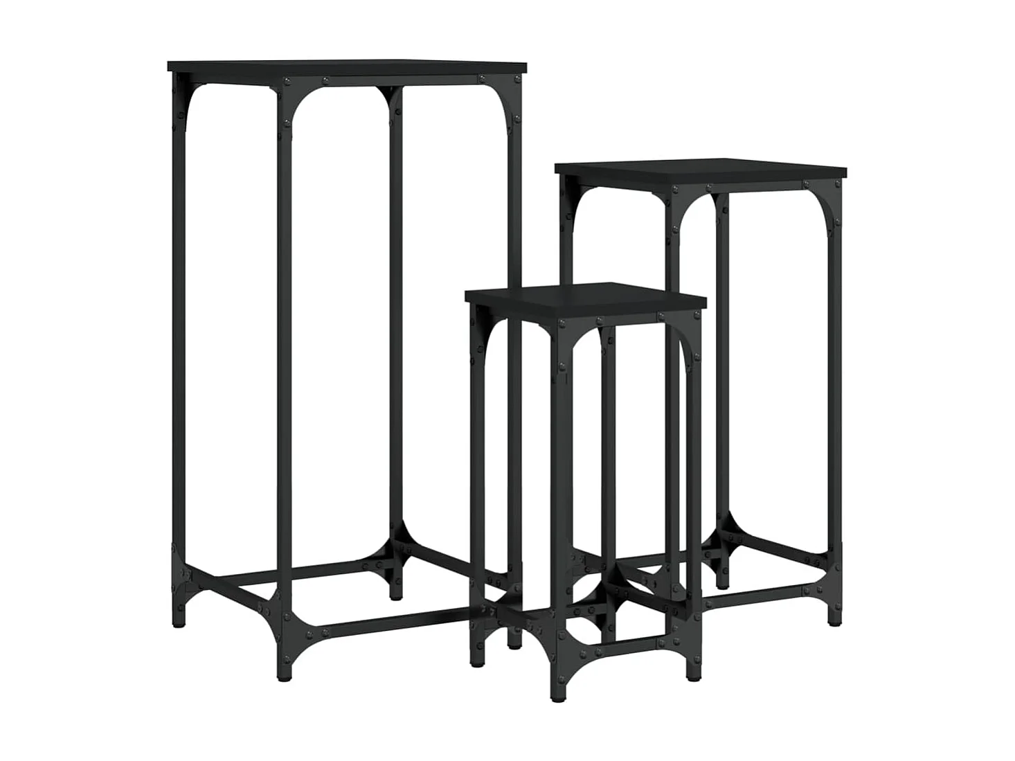 Tables d’appoint gigognes 3 pièces noir bois d'ingénierie