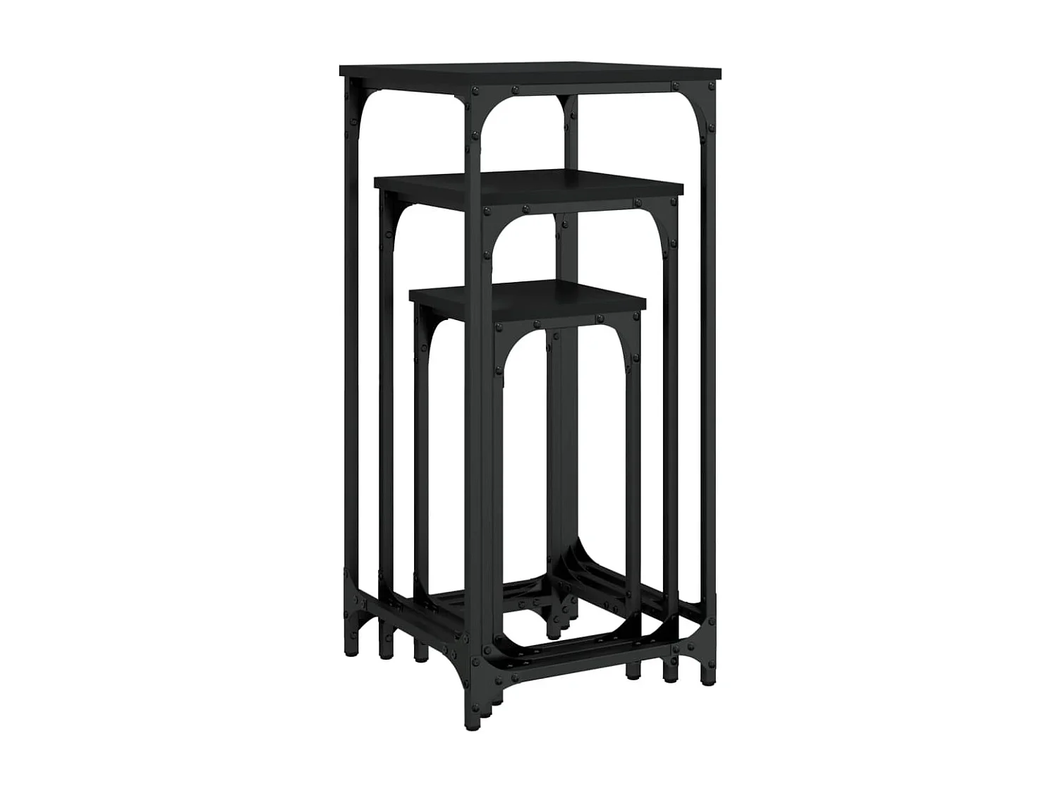 Tables d’appoint gigognes 3 pièces noir bois d'ingénierie