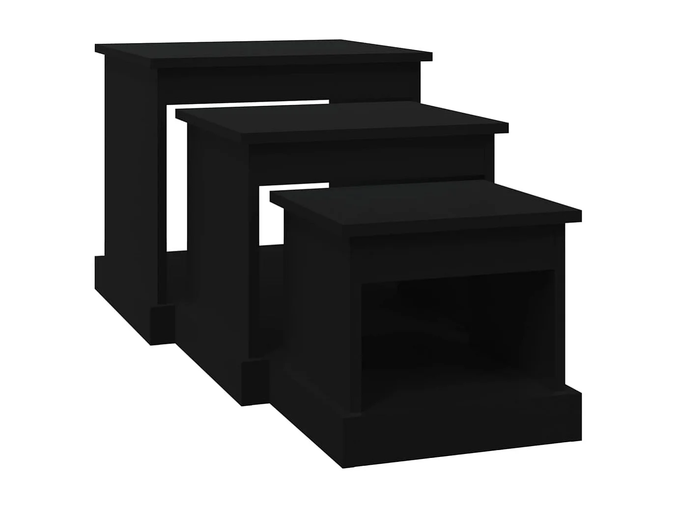 Tables gigognes 3 pièces noir bois d'ingénierie