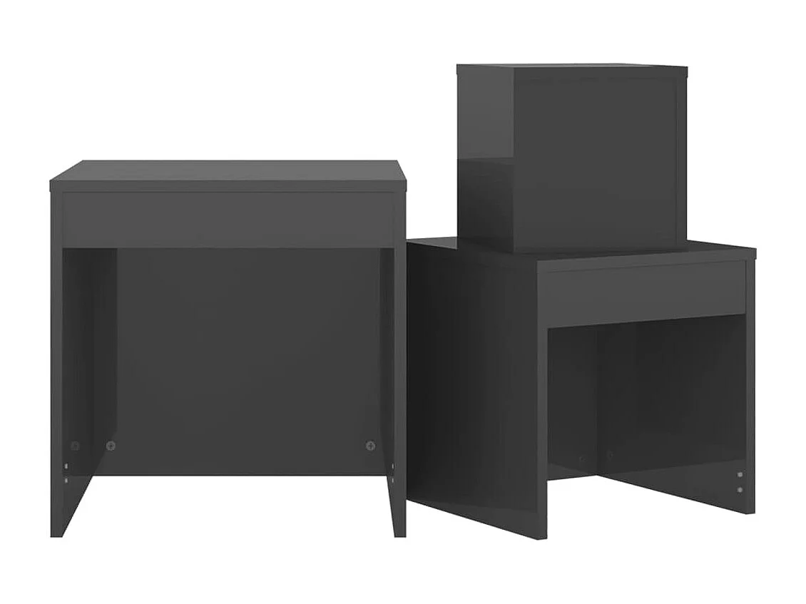 3-delige Tafeltjesset bewerkt hout hoogglans grijs