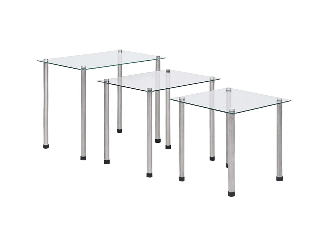 Tables gigognes 3 pièces Transparent Verre trempé