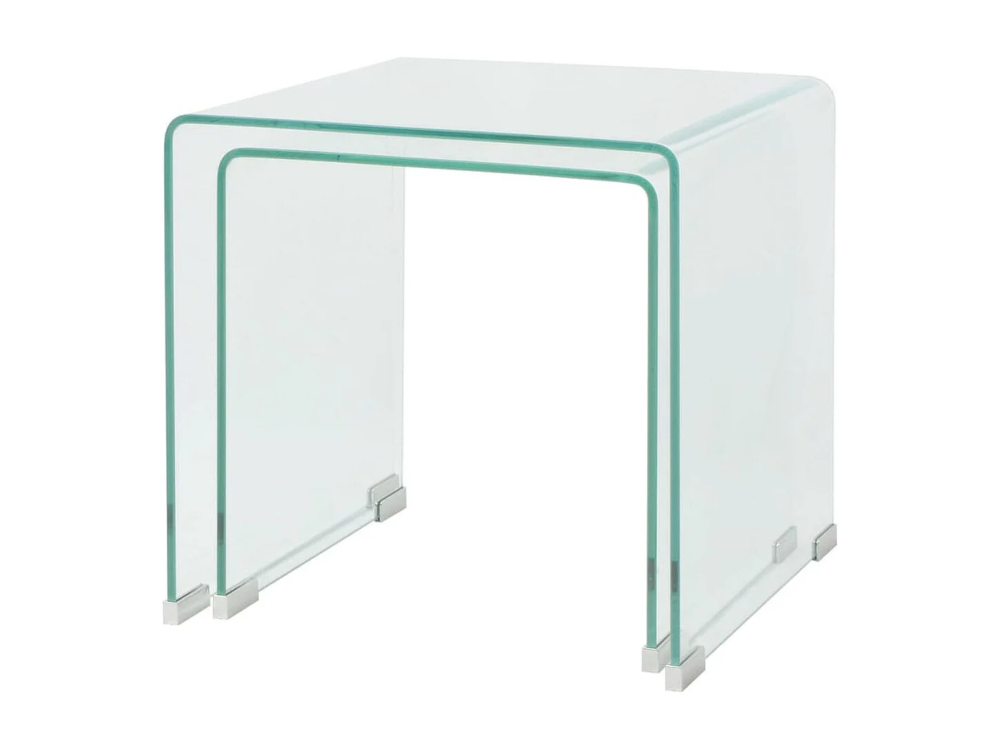 Bijzettafel set 2-dlg transparant gehard glas