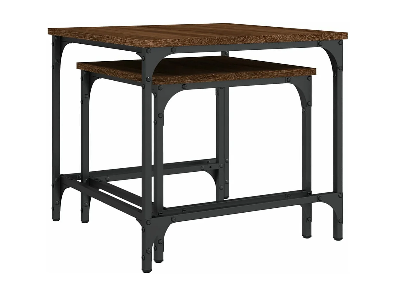 Tables basses gigognes 2 pièces chêne marron bois d'ingénierie